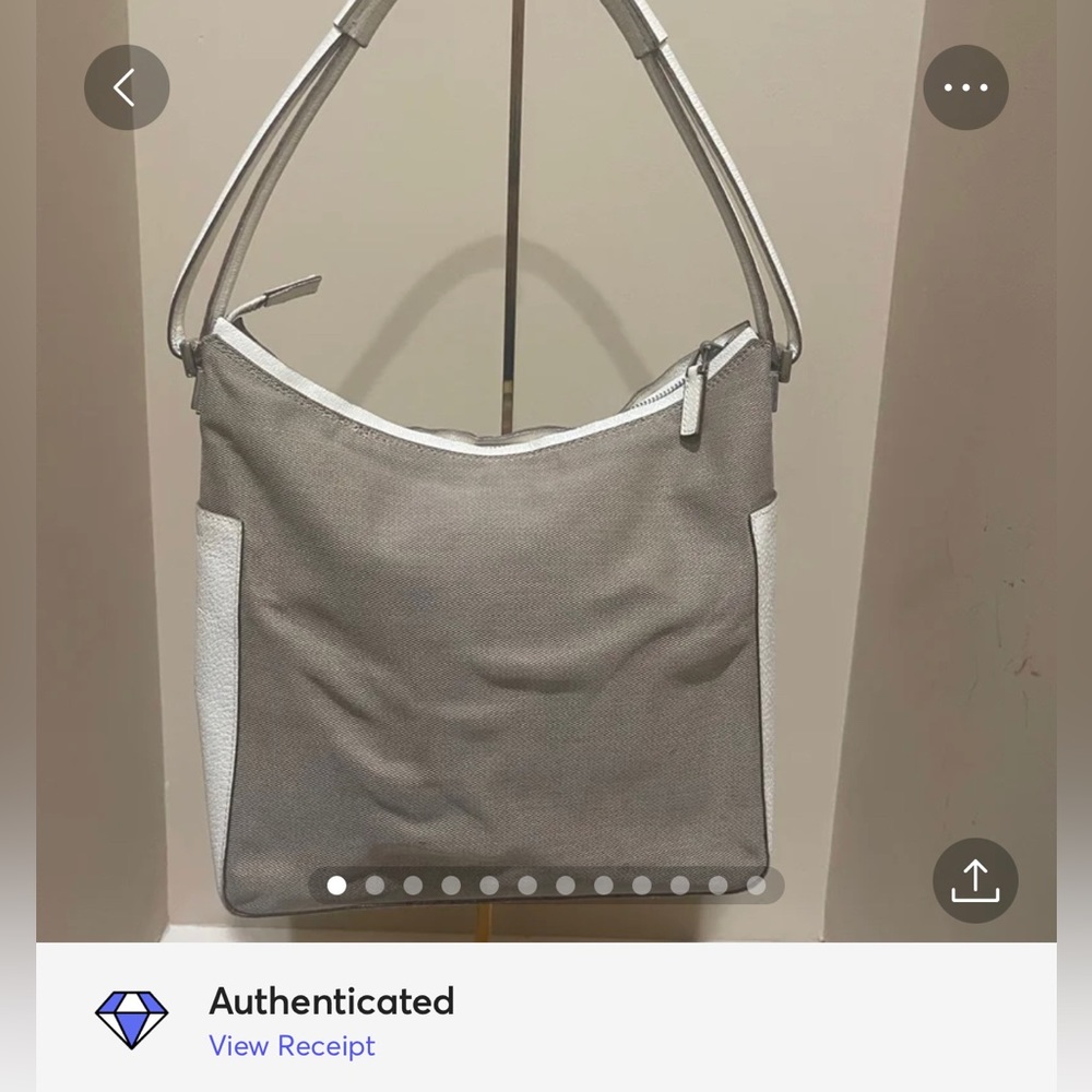 Vintage Gucci Neutral Canvas and White Leather Hobo/Shoulderbag